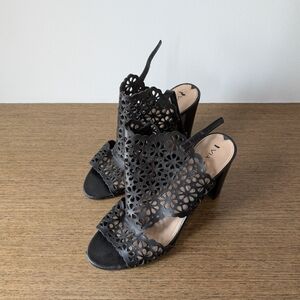 Via Spiga Black Cut-Out Heeled Sandals